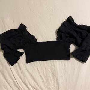 Urban outfitters crop top with eyelet detail lace sleeve